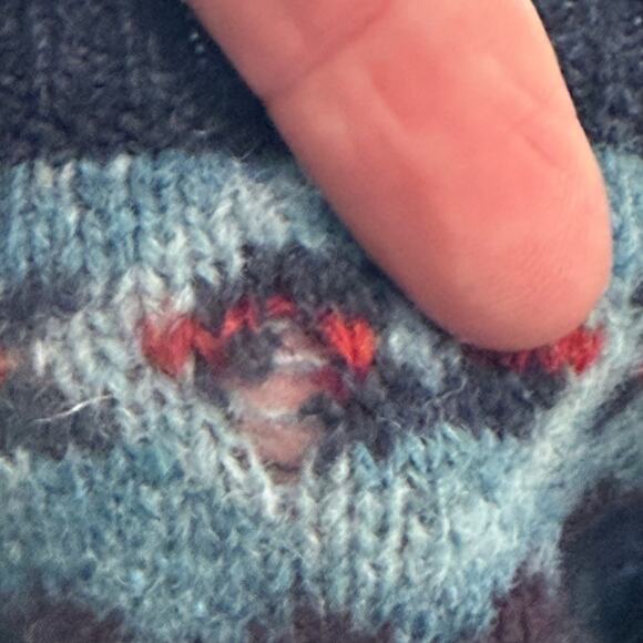 Vintage Eddie Bauer Lambswool Fair Isle Sweater Vest Women’s LG 90s Wool Knit - Picture 6 of 9